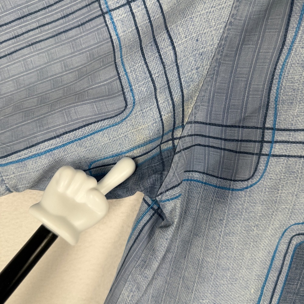 Tommy Bahama Mens L Blue 70s Geometric Square Print 100% Silk Short Sleeve Shirt - Picture 5 of 9